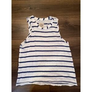 EUC Chaser Linen Striped Tank Top Women’s Medium Blue White Coastal